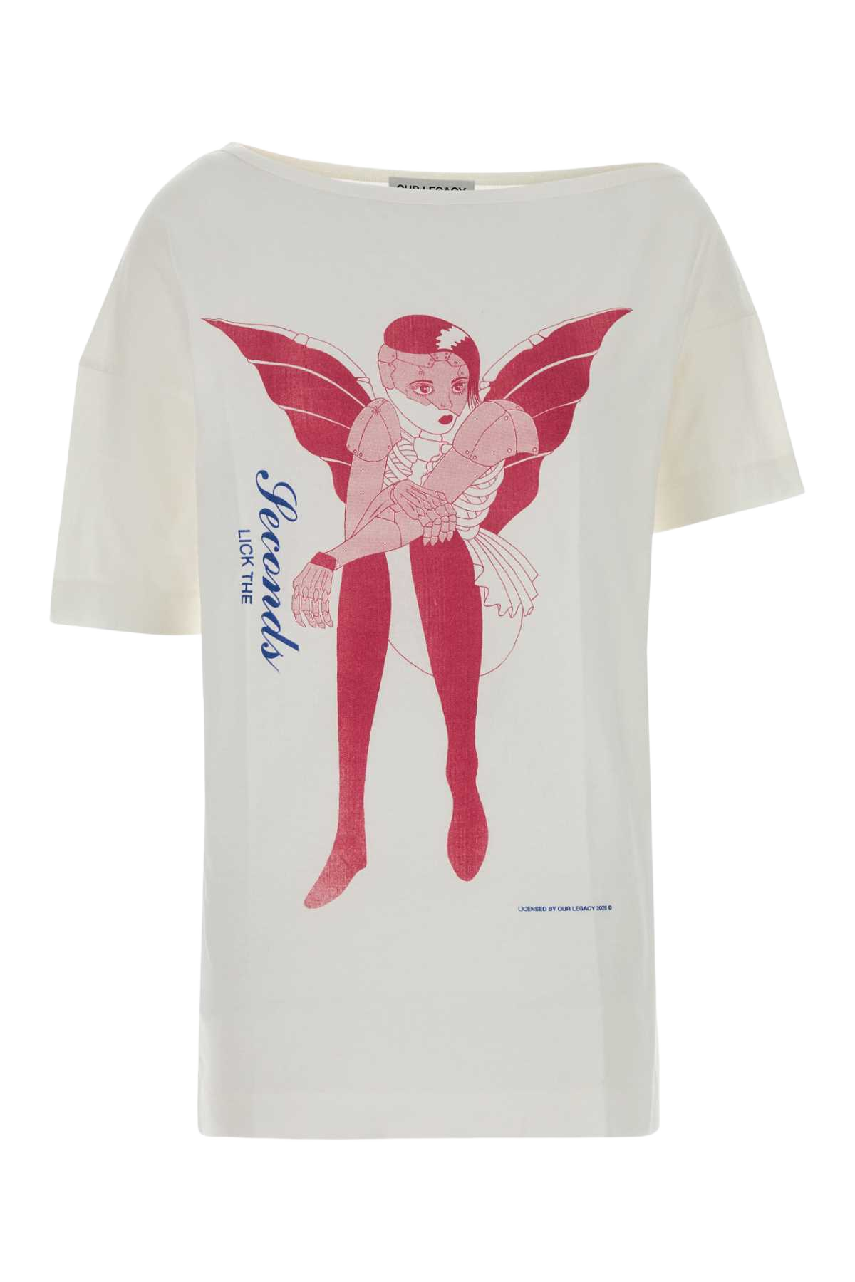 White Cotton T-Shirt Cibernetic Demon Prin Exterior