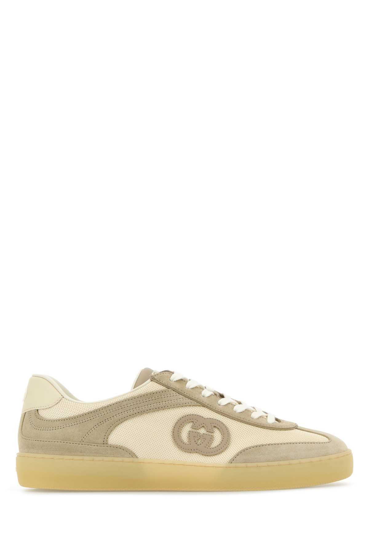 Two-Tone Mesh And Suede Sneakers White