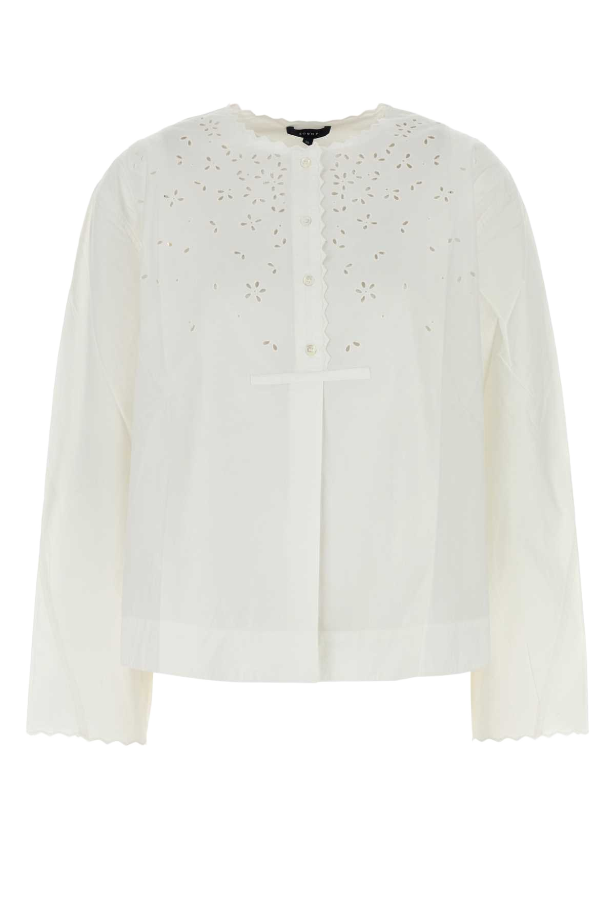 White Poplin Destinee Blouse Blanc Exterior: Cotton Camicie