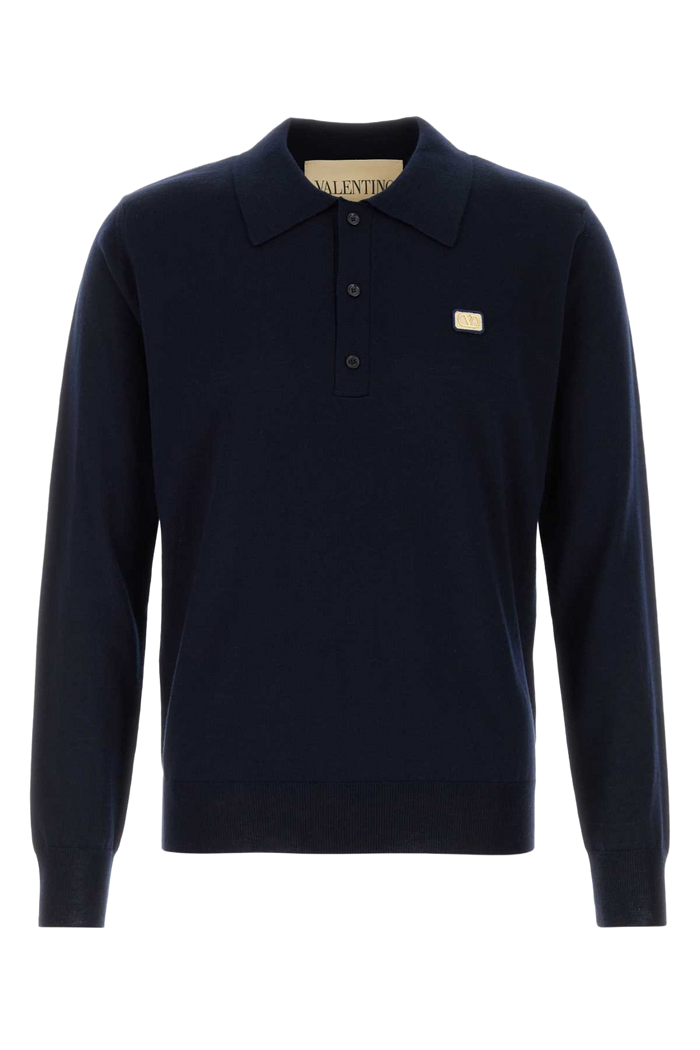 Midnight Blue Wool Polo Shirt Navy Virgin