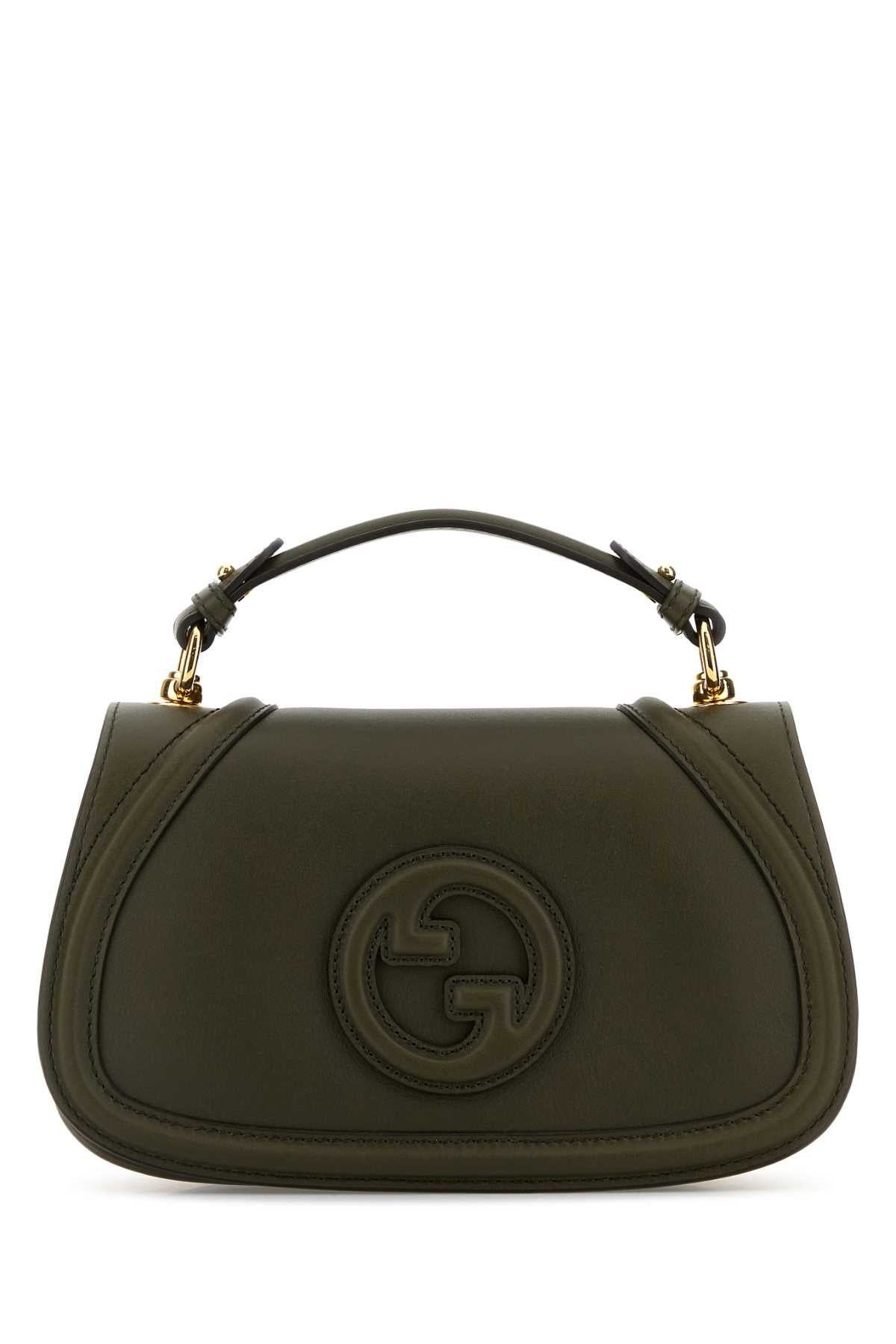 Bottle Green Leather Gucci Blondie Handbag Calf Skin Borse A Mano
