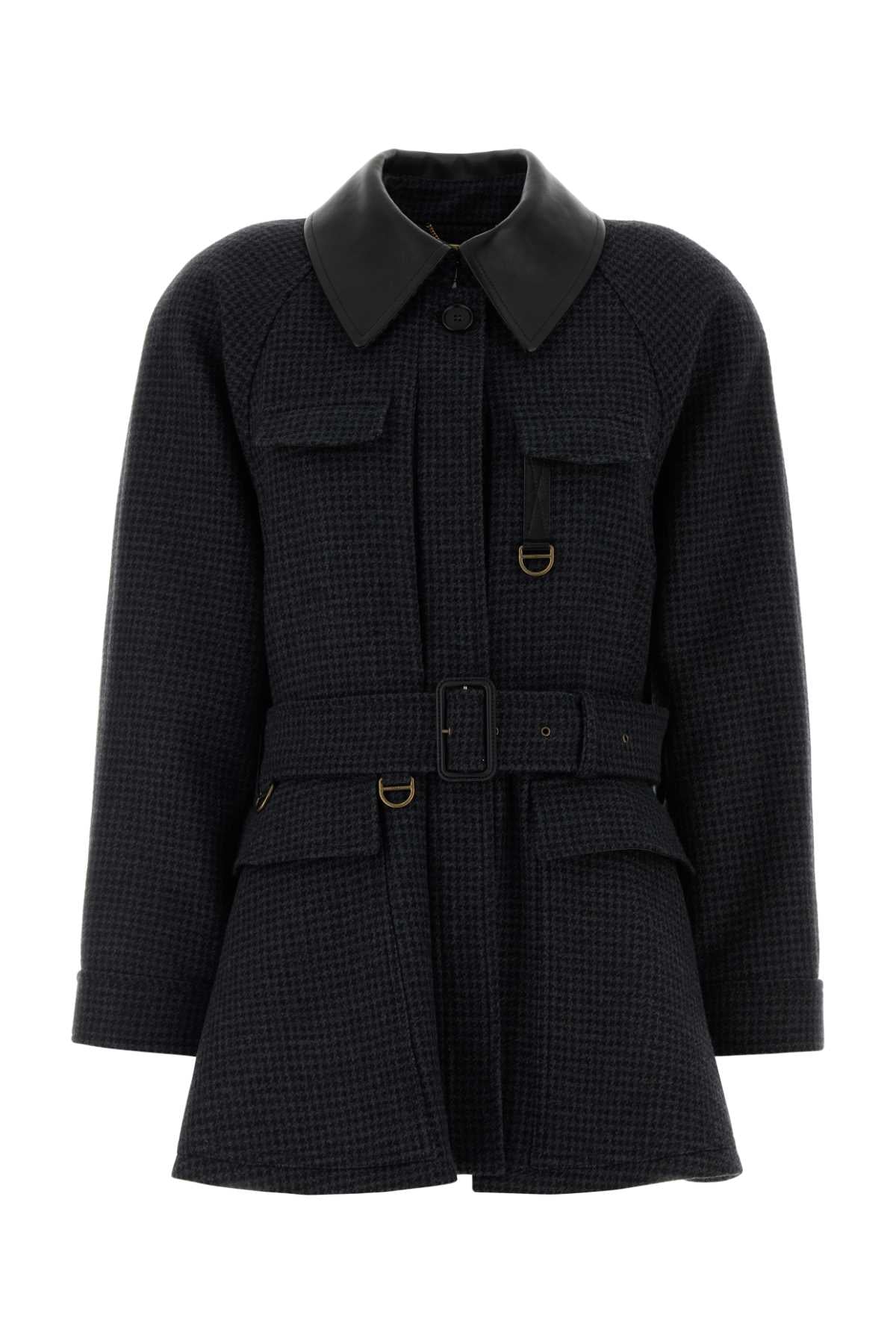 Embroidered Wool Coat Black Cappotti