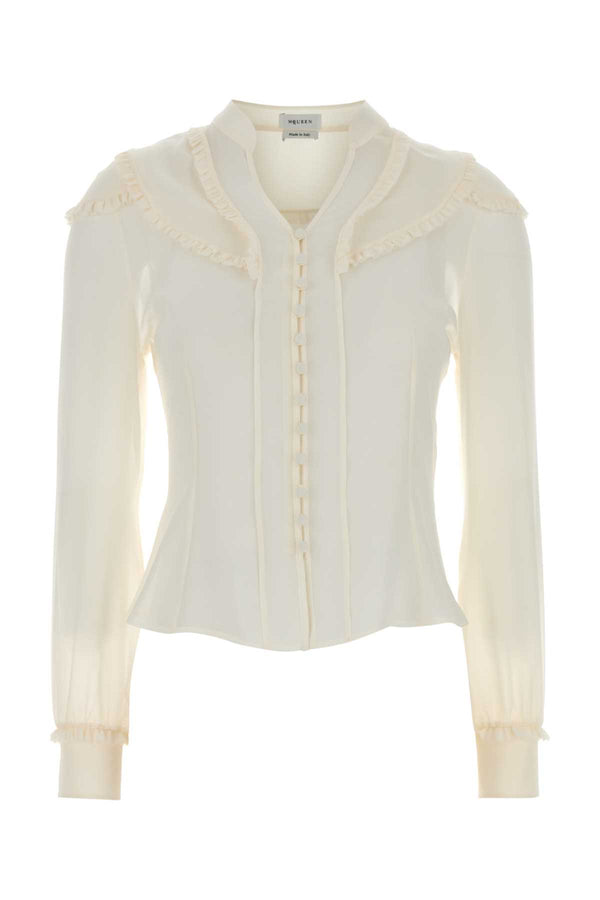 Alexander McQueen 100% Silk shirt in white