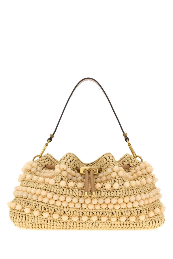 Jimmy Choo Exterior: 100% Raffia shoulder bag in beige