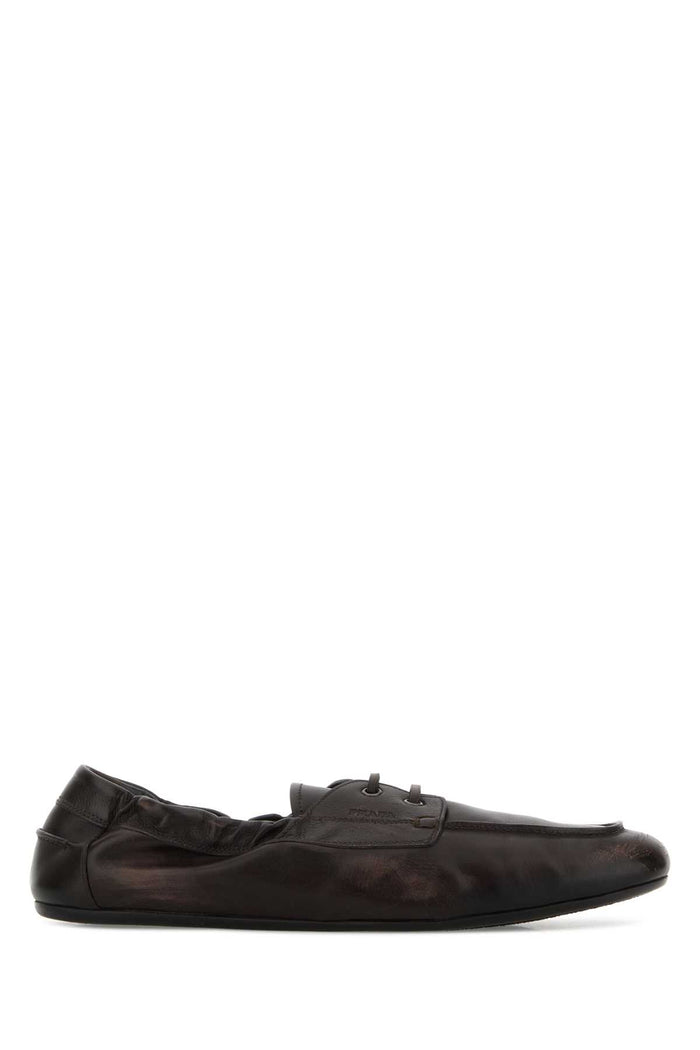 Dark Brown Leather Loafers Moro Mocassini