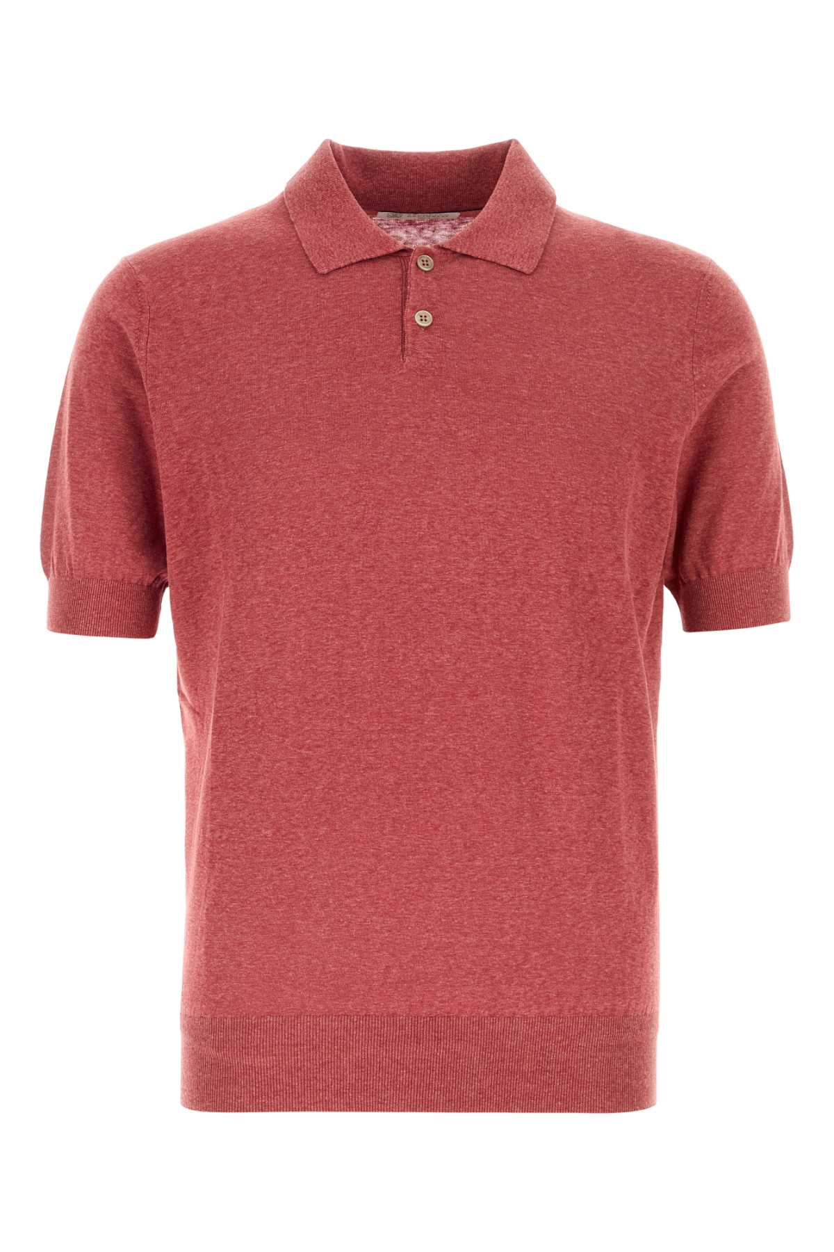 Fuchsia Linen Blend Polo Shirt C7781 Exterior: Silk