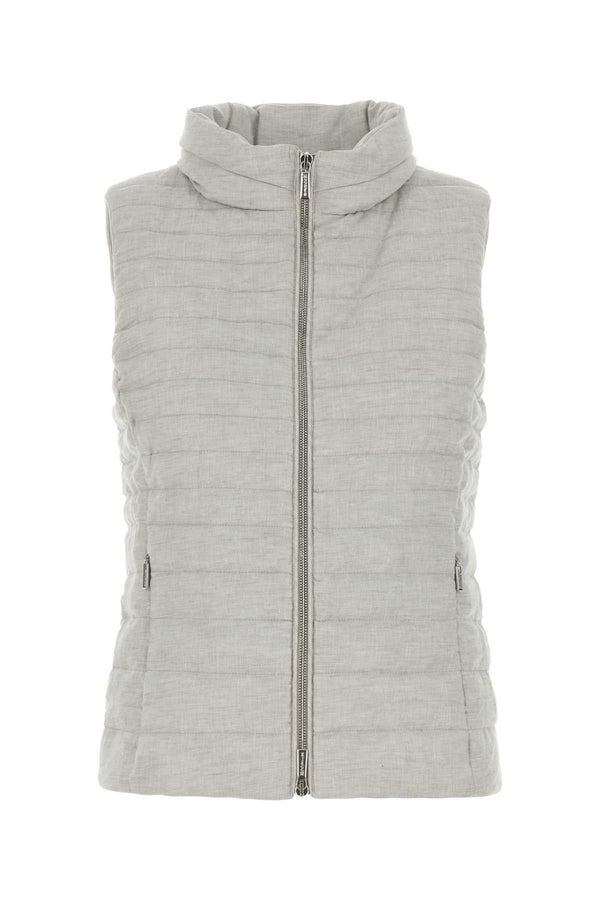 Moorer Exterior: 100% Linen vest in gray