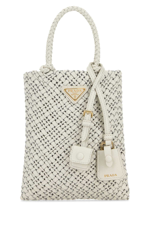 Prada Mano 100% calf leather tote bag in white