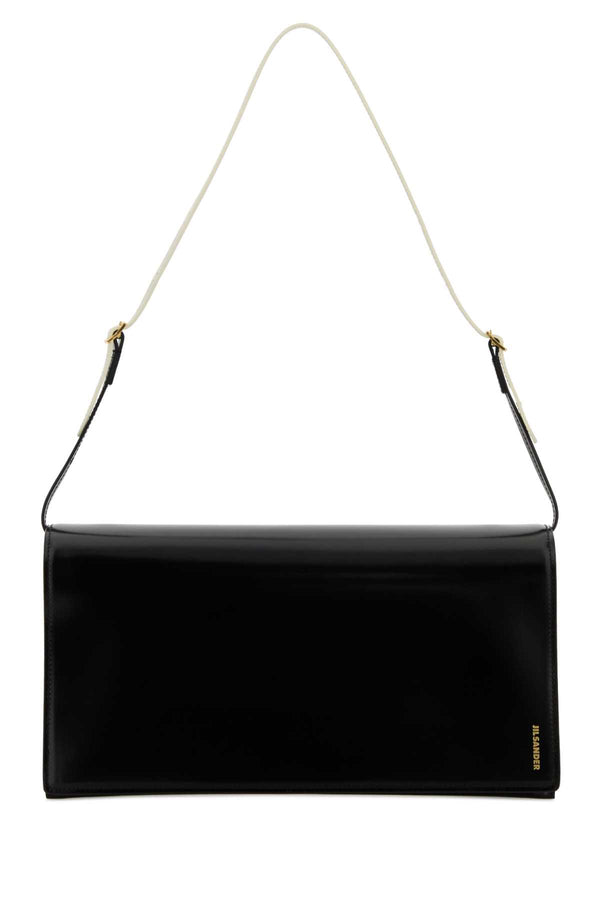 Jil Sander Exterior: 100% Calf leather shoulder bag in black
