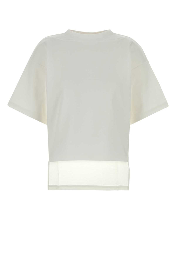 White Cotton Blend T-Shirt Blanc Exterior: Nylon