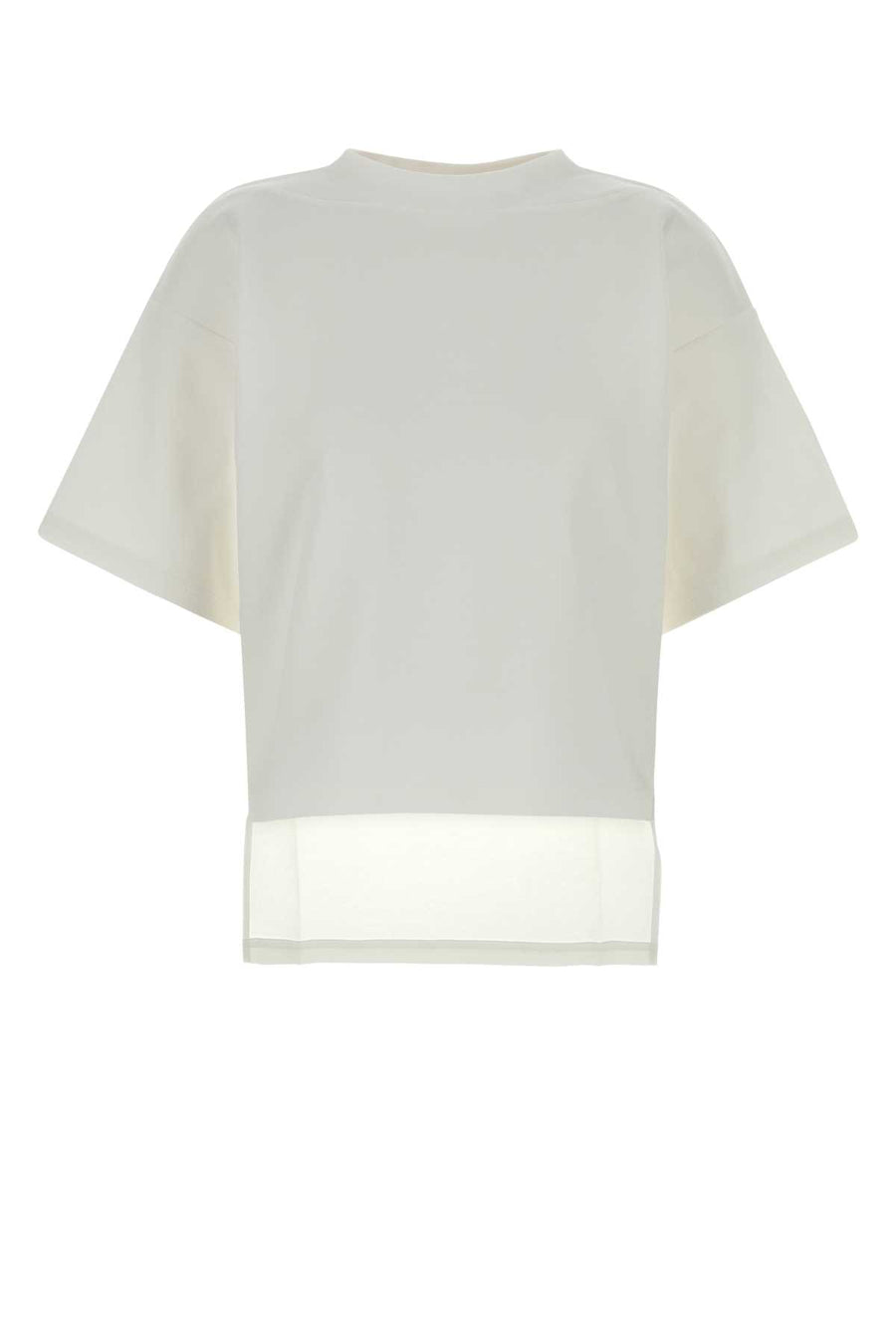 White Cotton Blend T-Shirt Blanc Exterior: Nylon