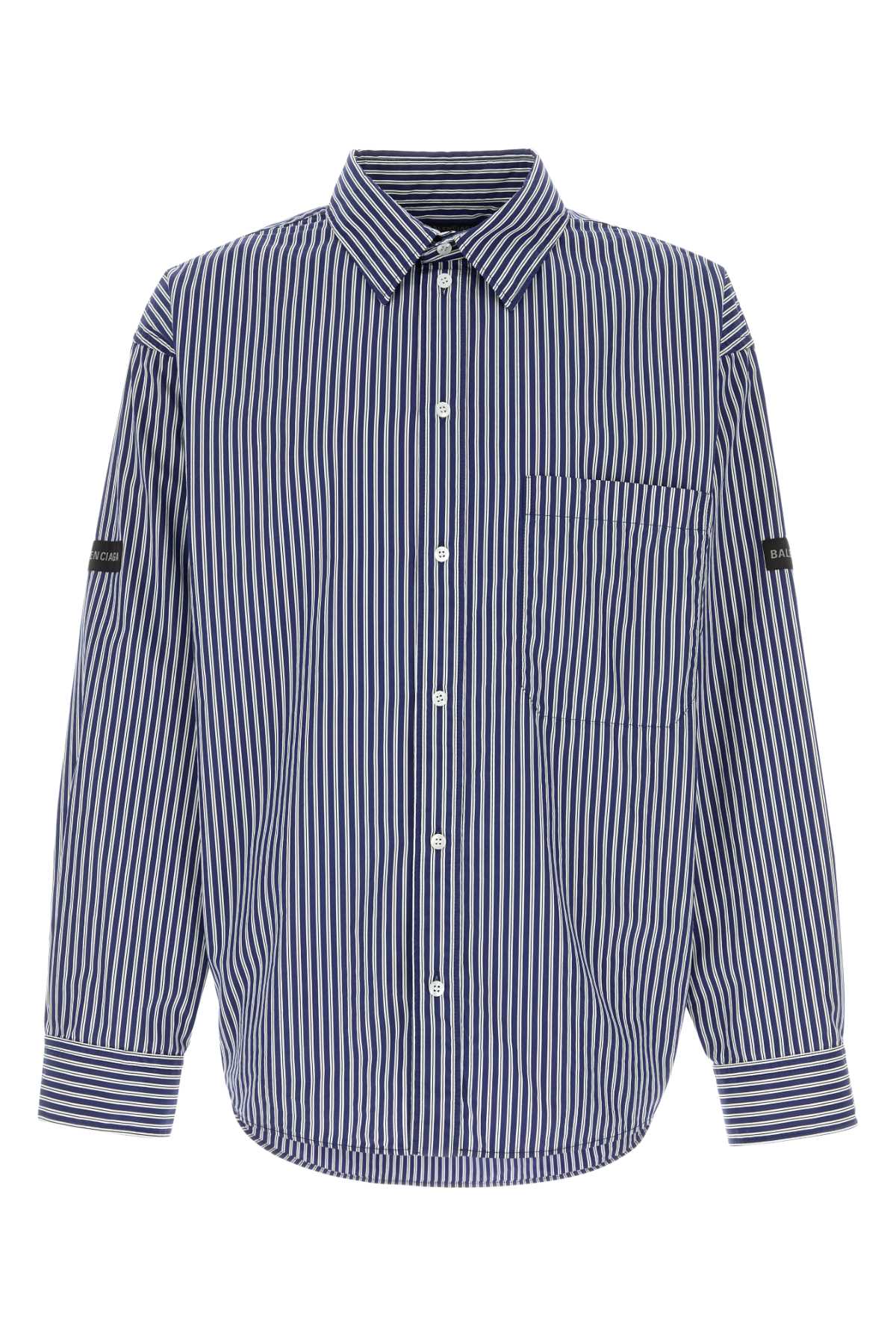 Embroidered Poplin Shirt Navy/white T Cotton Polyamide Camicie