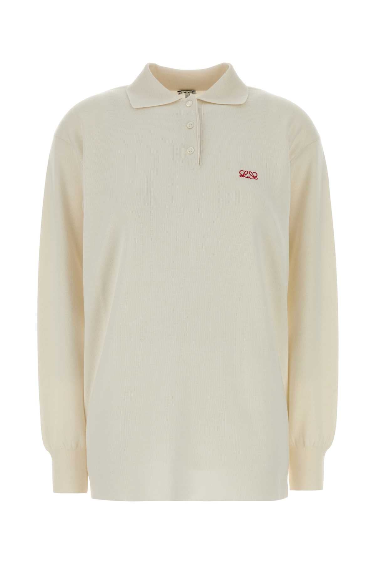 Ivory Stretch Cashmere Blend Polo Shirt White Maglieria