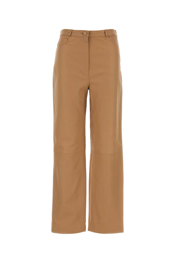 Loulou De Saison Sienna 100% Lamb trousers in beige