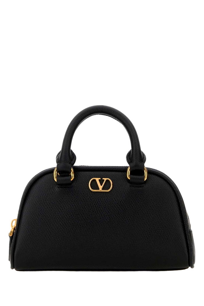 Black Leather Vlogo Signature Handbag Nero Calf - Bos Taurus Clutch