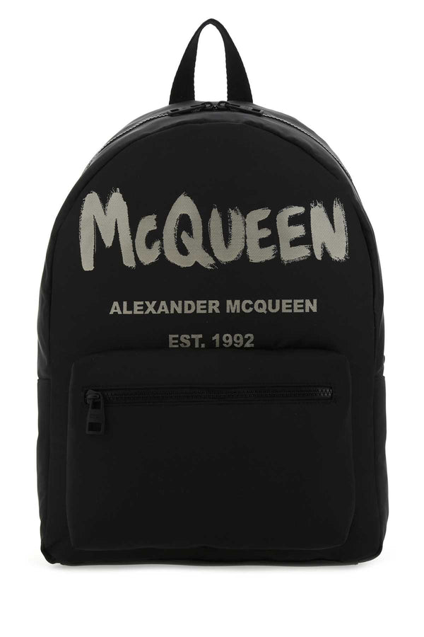 Alexander McQueen Exterior: 100% Cotton backpack in black