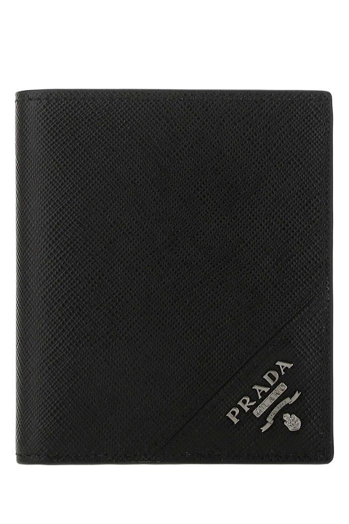 Black Leather Wallet F0002 Vitello Portafogli