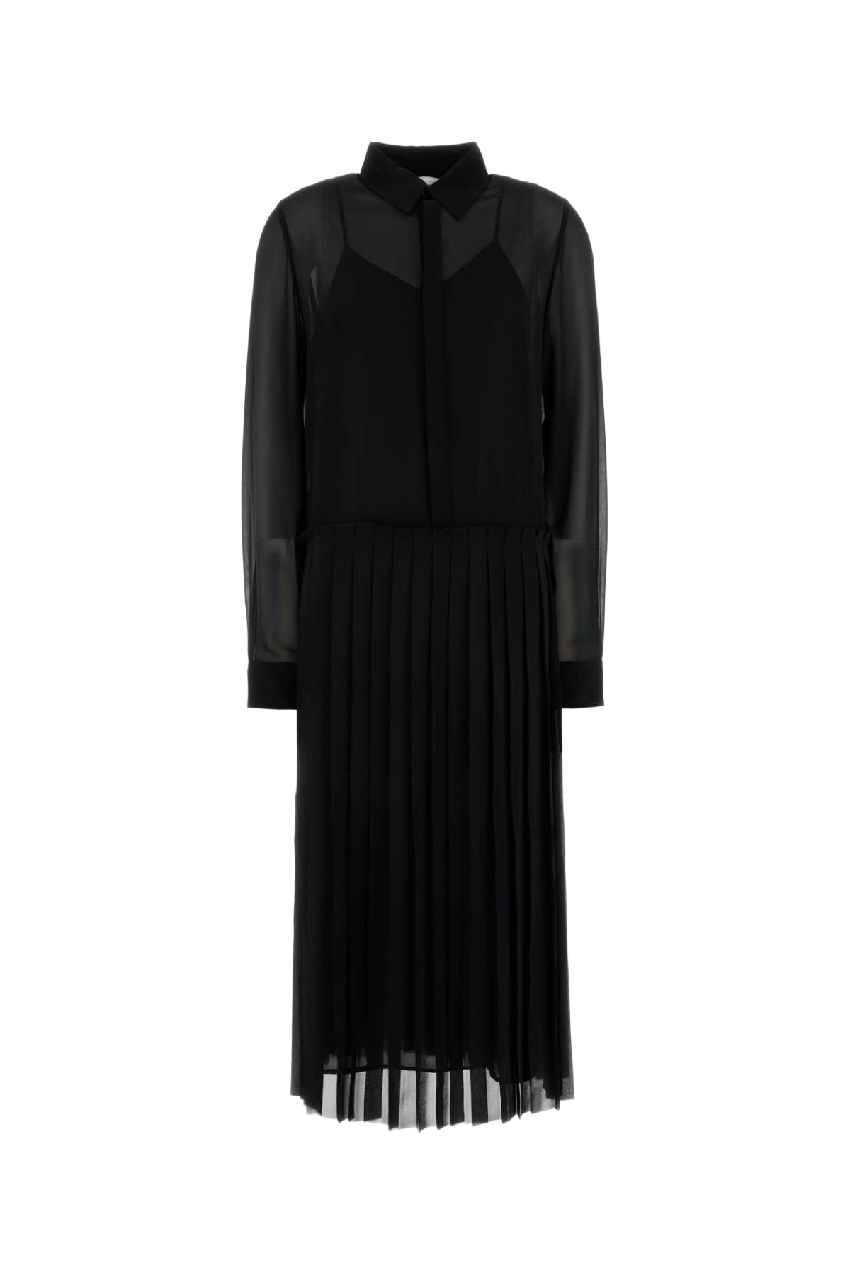 Black Polyester Shirt Dress Abiti
