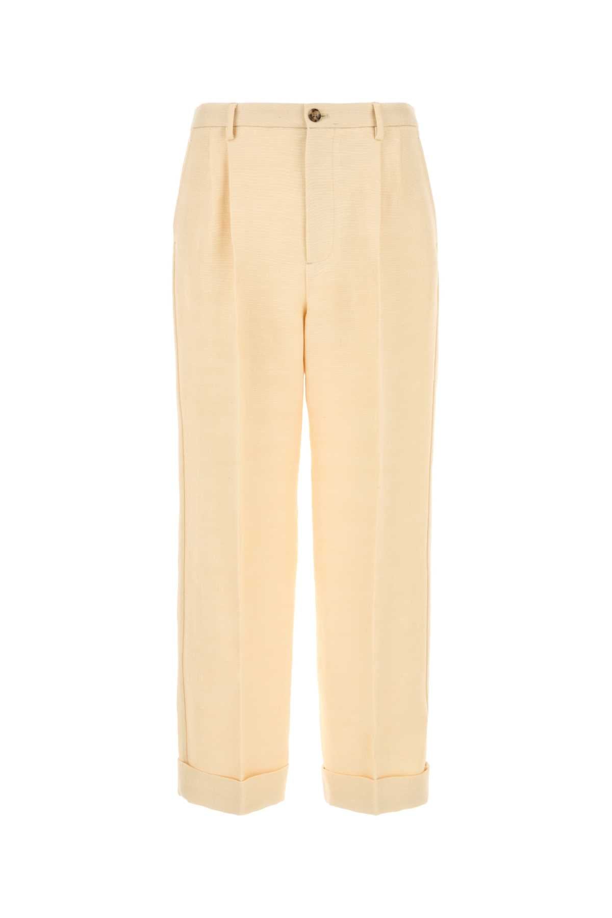 Cream Jute Blend Pant Burro Exterior: Viscose Silk Pantaloni