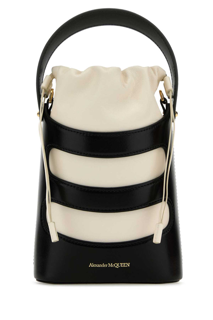 Two-Tone Leather Mini The Rise Bucket Bag Blacksoftivory Borse A Secchiello