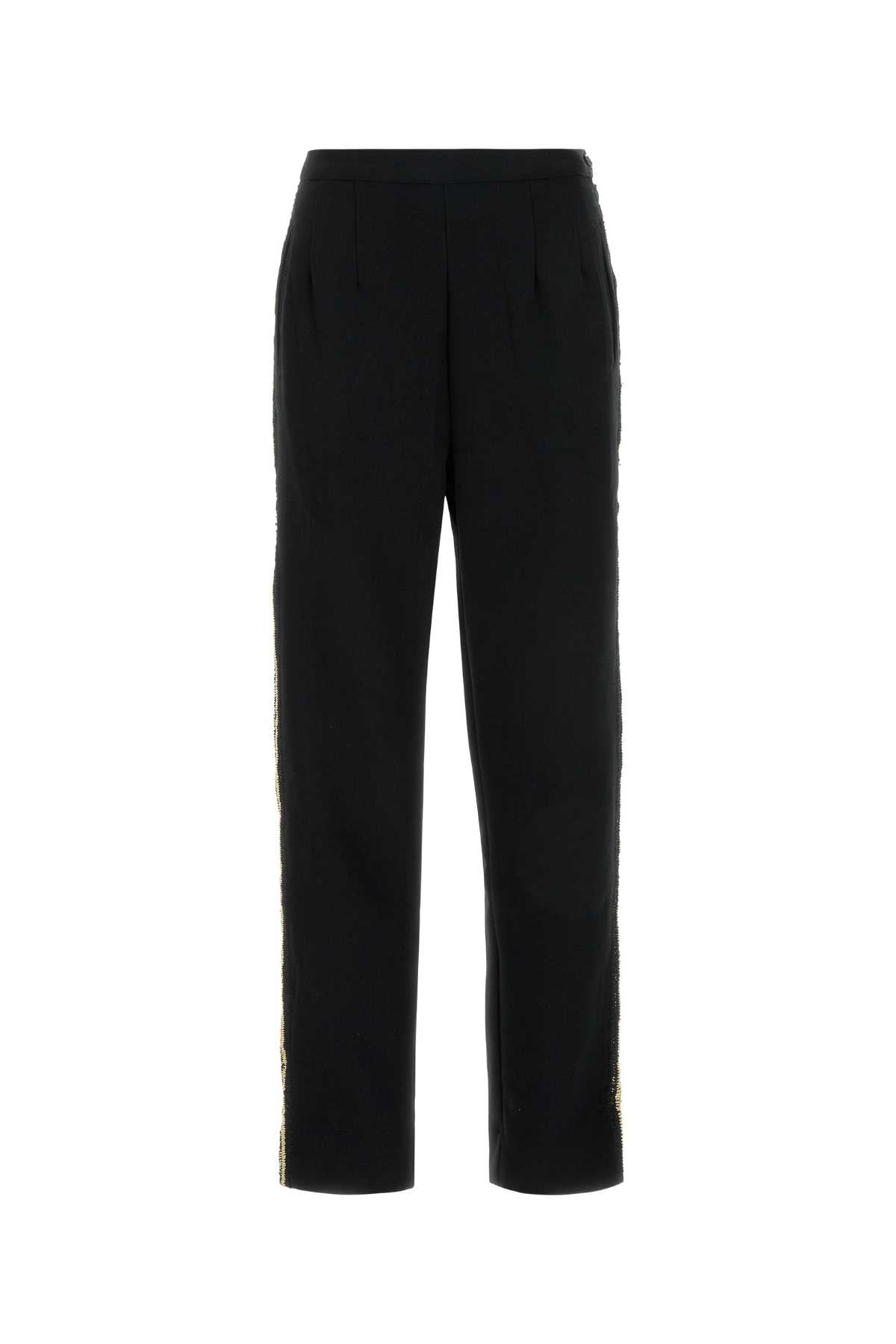 Black Crepe Pant Blackcream Exterior: Polyester Pantaloni