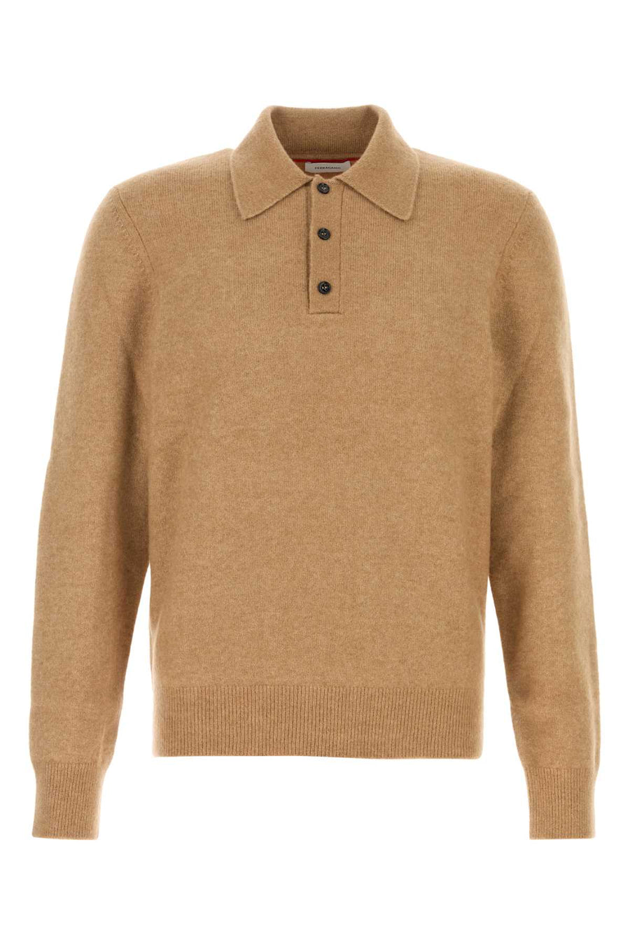 Ferragamo Wool Exterior: 71% Camel 19% Silk 9% Nylon 1% Elastane polo shirt in beige