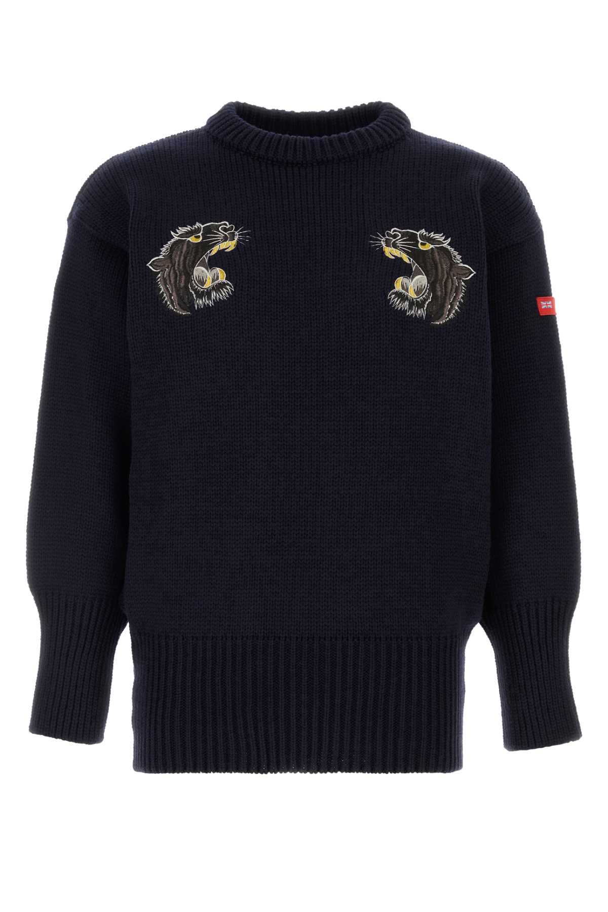 Midnight Blue Wool Sweater Navy Exterior: Maglie