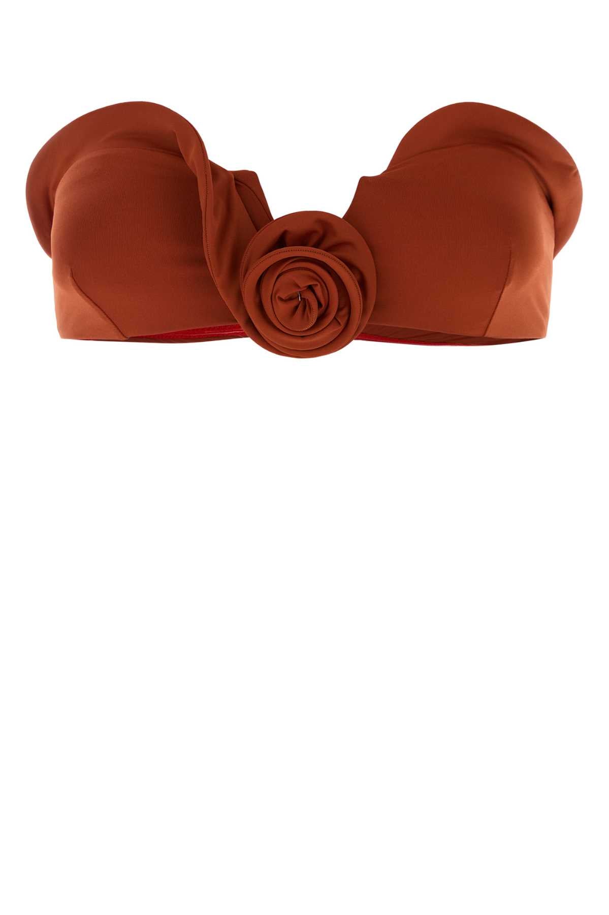 Brick Stretch Nylon Bikini Top Orange Costumi Da Bagno