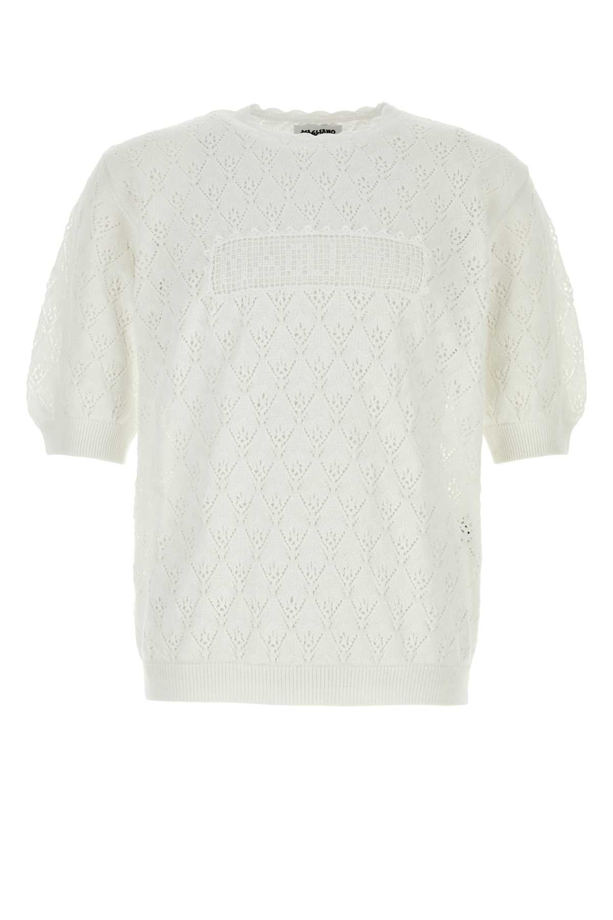 White Crochet Sweater 01_white Exterior: Cotton T-shirt
