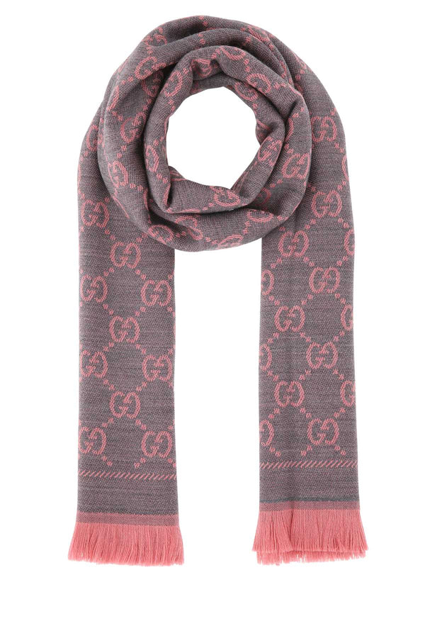 Gucci Sten Wool fabric scarf in gray