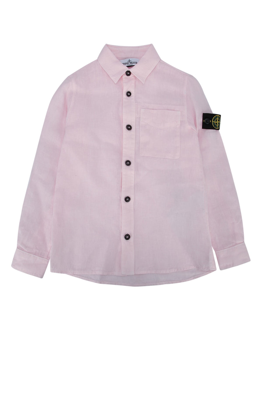 Stone Island Kids 100% Linen shirt in pink