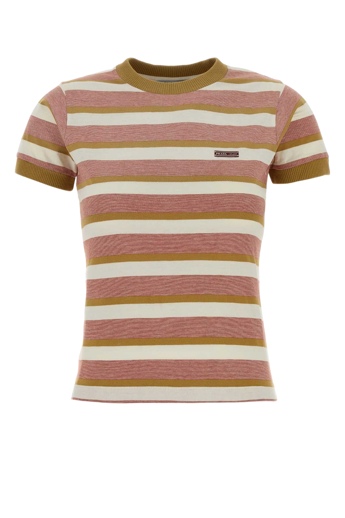 Embroidered Cotton T-Shirt Ruggine+senape Exterior