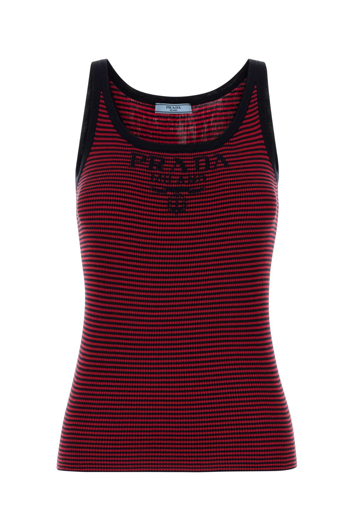 Embroidered Silk Tank Top Blu+rosso Exterior: Recycled Maglie