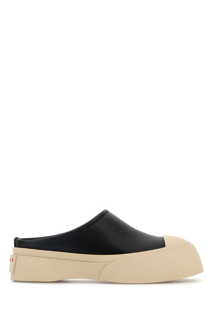 Black Leather Pablo Slippers