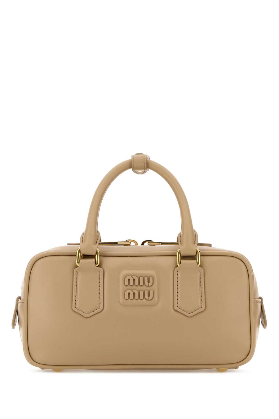 Miu Miu Exterior: 100% Leather top handle bag in beige