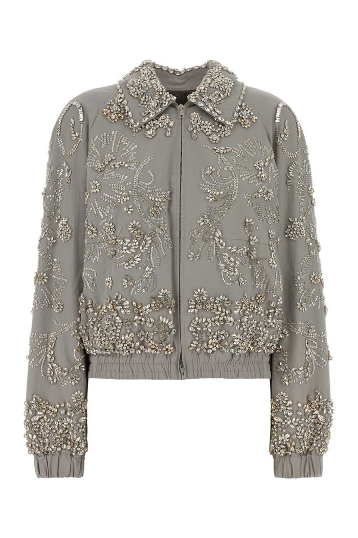 Embellished Cotton Vinnia Jacket Lightgrey Giacche E Gilet