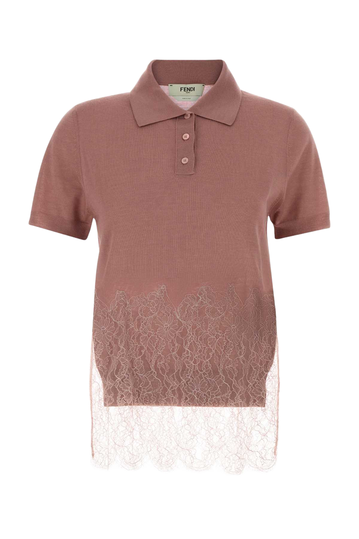 Antiqued Pink Cashmere Blend Polo Shirt Blush-25 Exterior: Silk Nylon