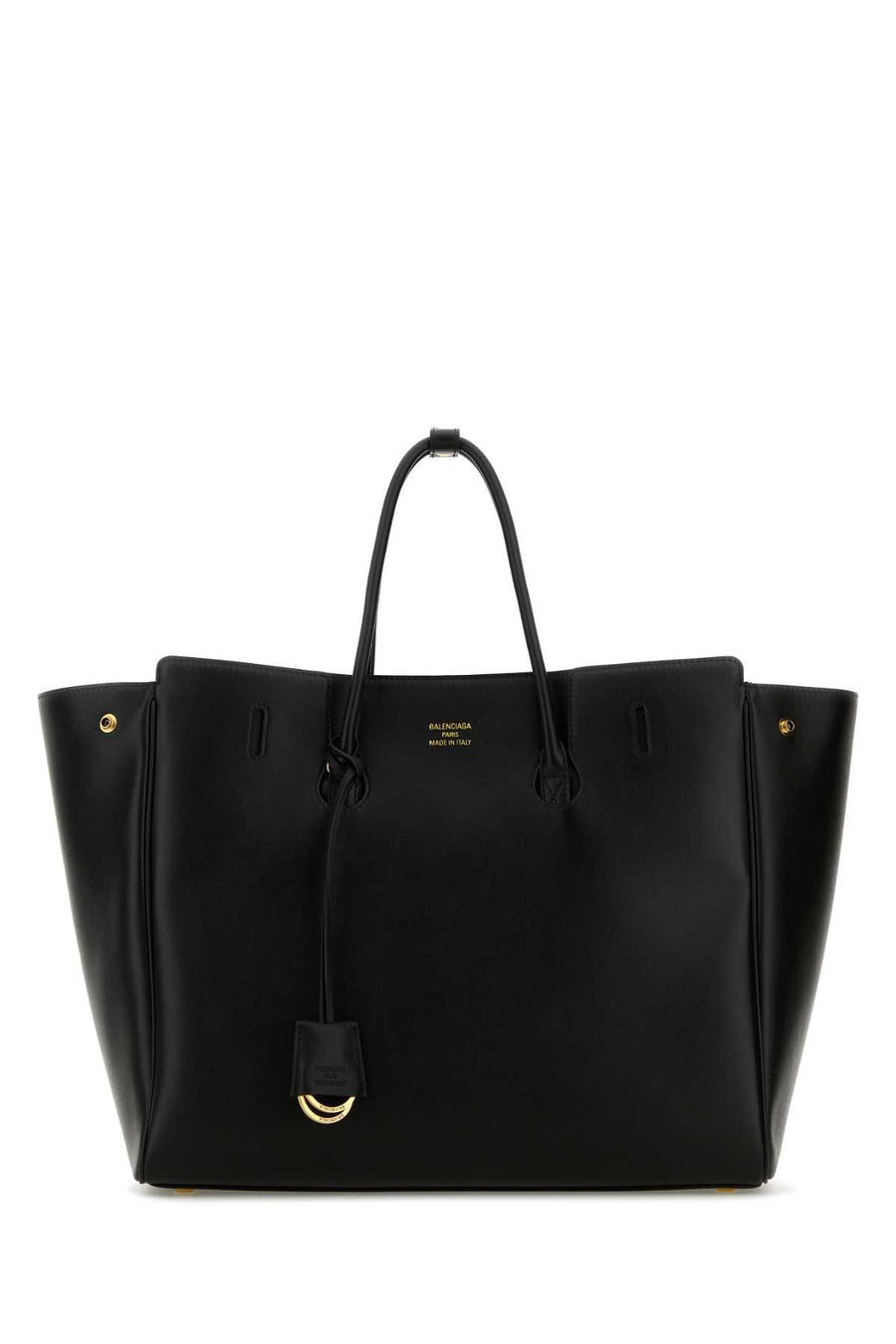 Balenciaga Exterior: 100% Calf; Lining: 100% Leather; Finishing: Golden metal tote bag in black
