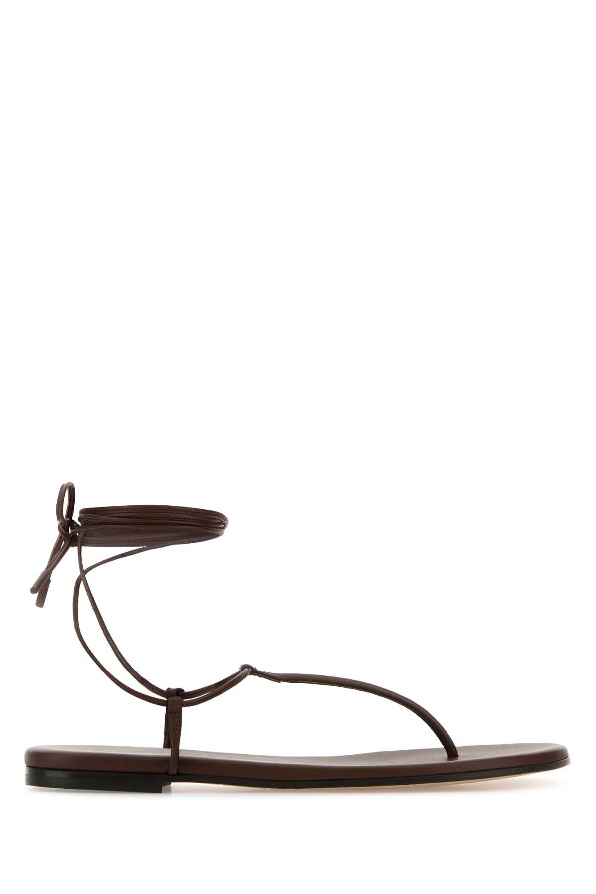 Brown Nappa Leather Gwyneth Thong Sandals Sandali