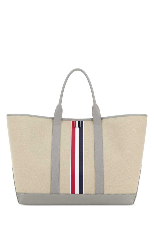 Thom Browne 100% Cotton tote bag in beige