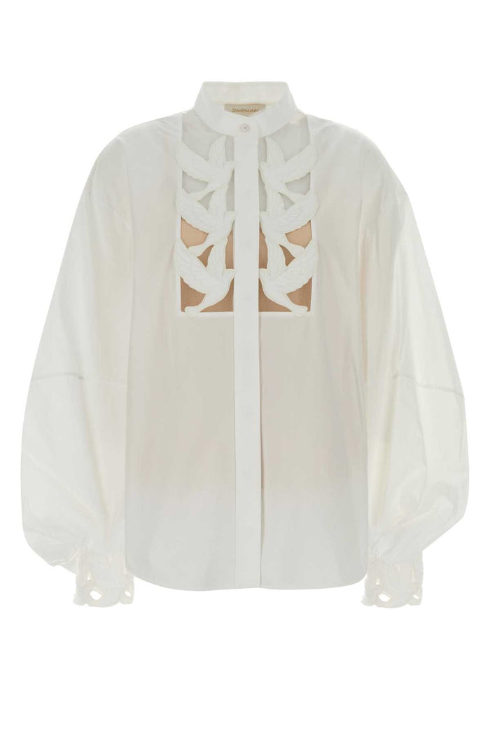 White Poplin Luna Shirt Ivory Cotton Camicie