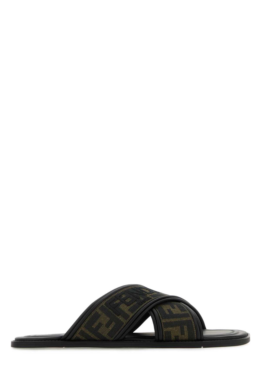 Fendi Exterior: 100% Fabric; Interior: 100% Leather; Sole: Rubber slipper in brown