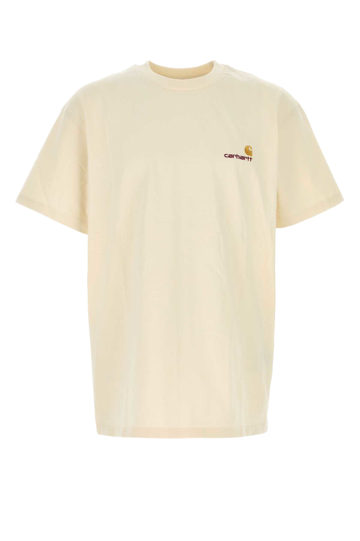 Cream Cotton S-S American Script T-Shirt Natural Exterior