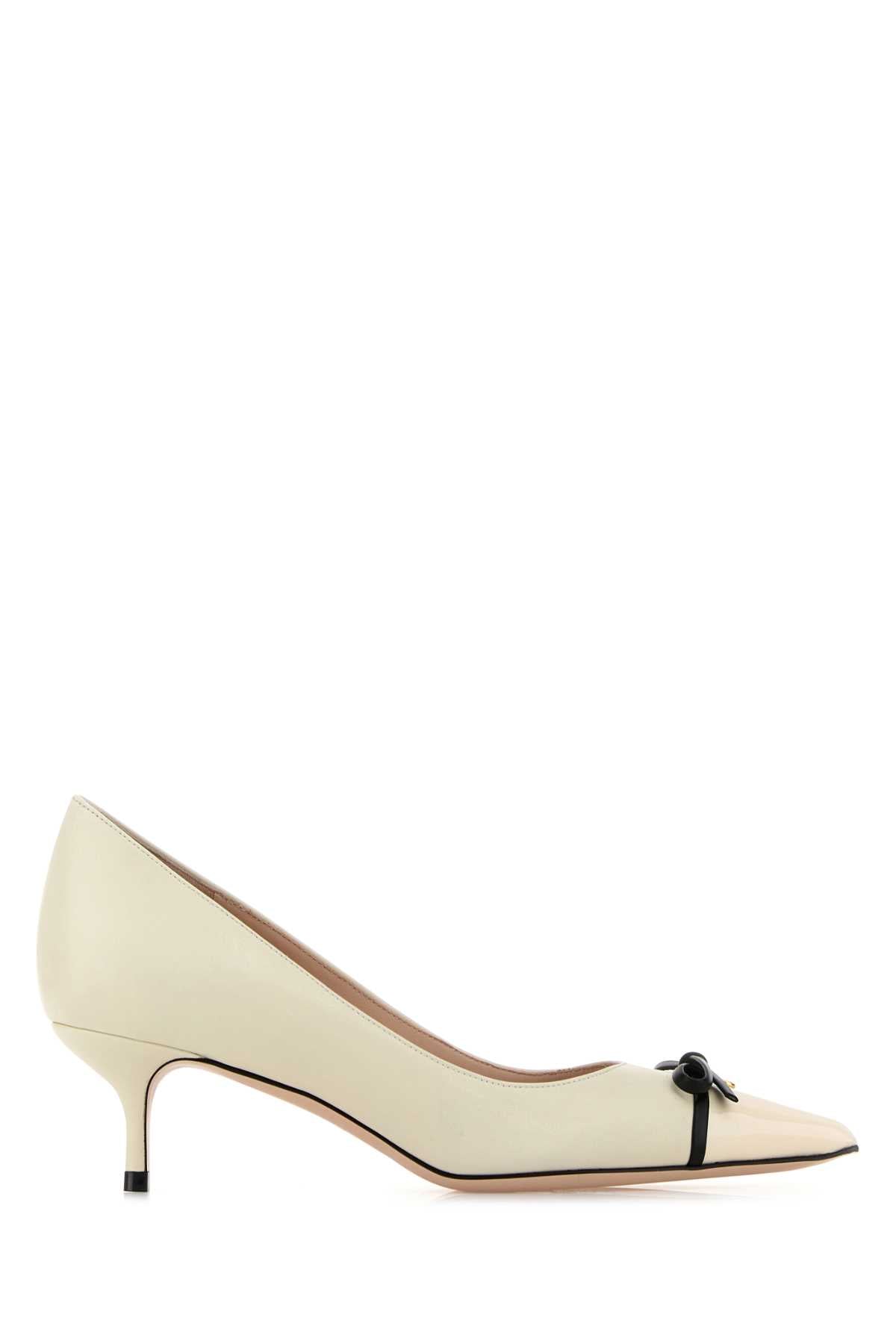 White Leather Vlogo Pumps Ivorynero Scarpe Con Tacco