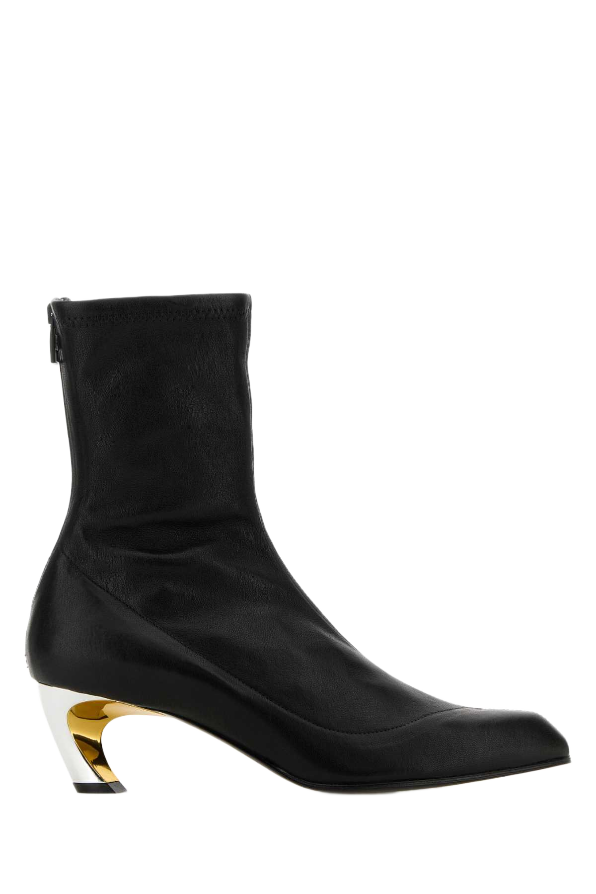 Black Leather Armadillo Ankle Boots Blacksilvergold Stivali