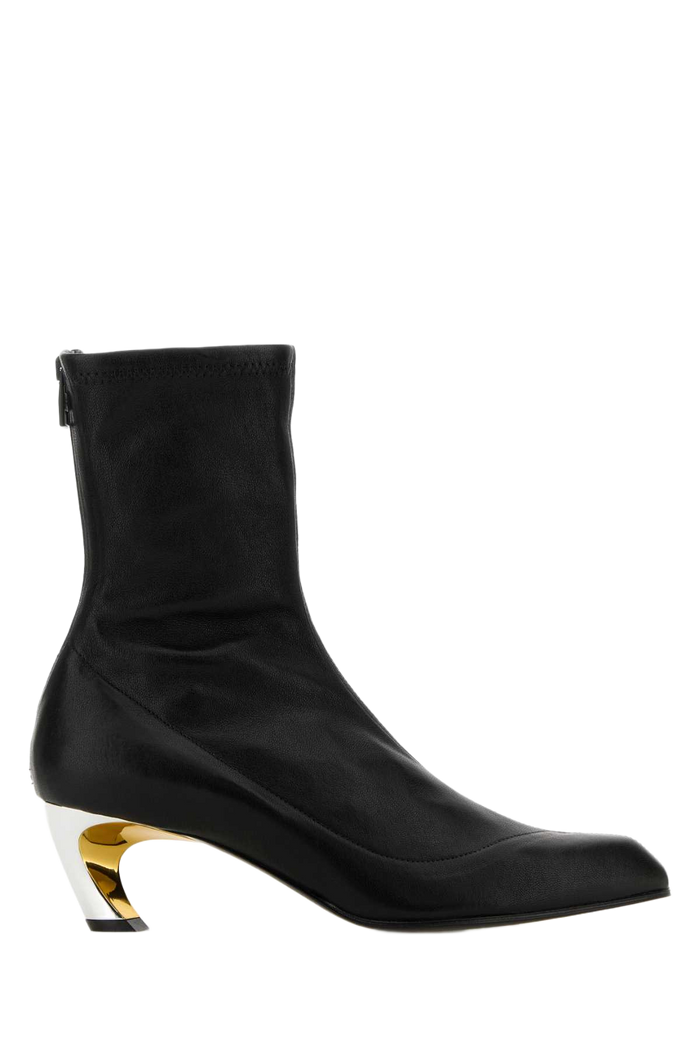 Black Leather Armadillo Ankle Boots Blacksilvergold Stivali