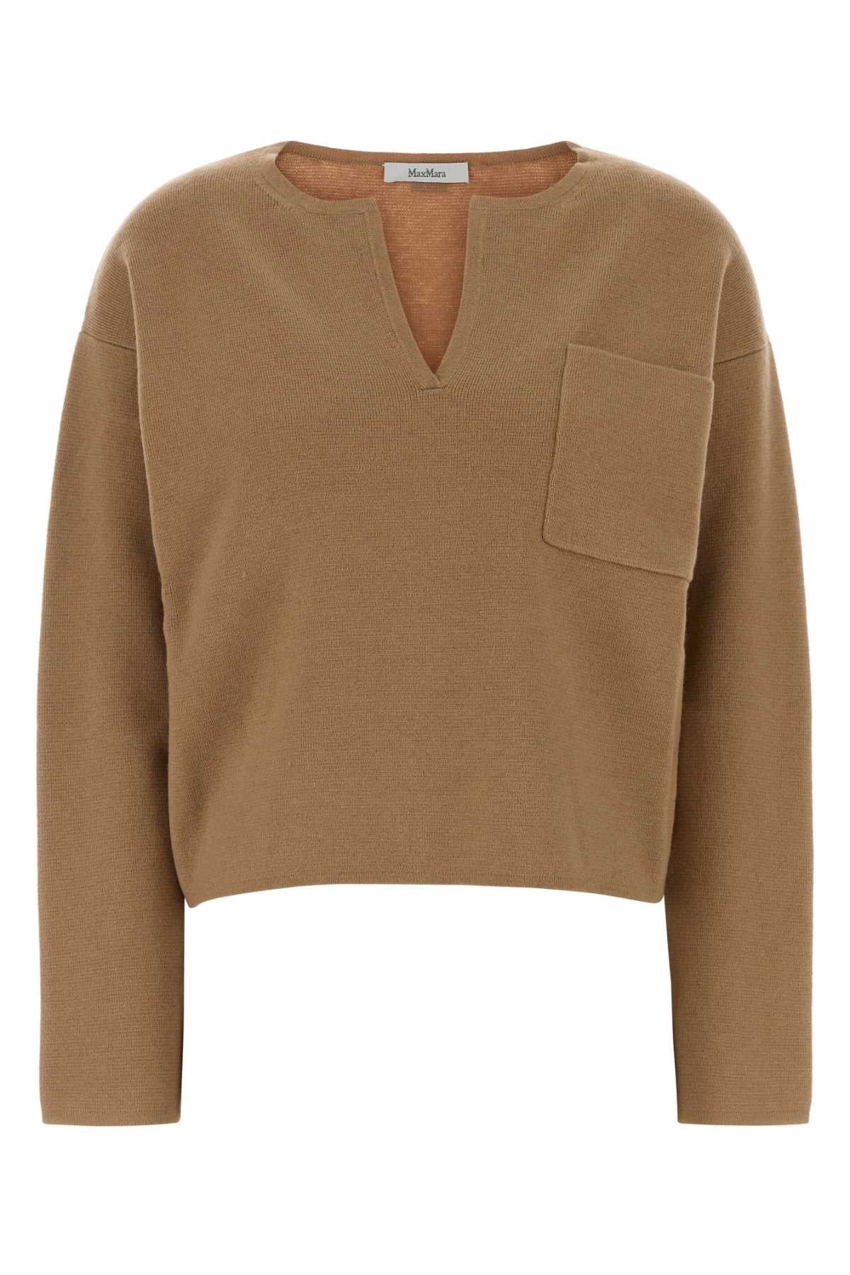 Camel Wool Blend Zibello Sweater Cammello Exterior: Cashmere Maglieria