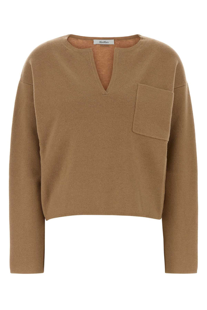 Camel Wool Blend Zibello Sweater Cammello Exterior: Cashmere Maglieria