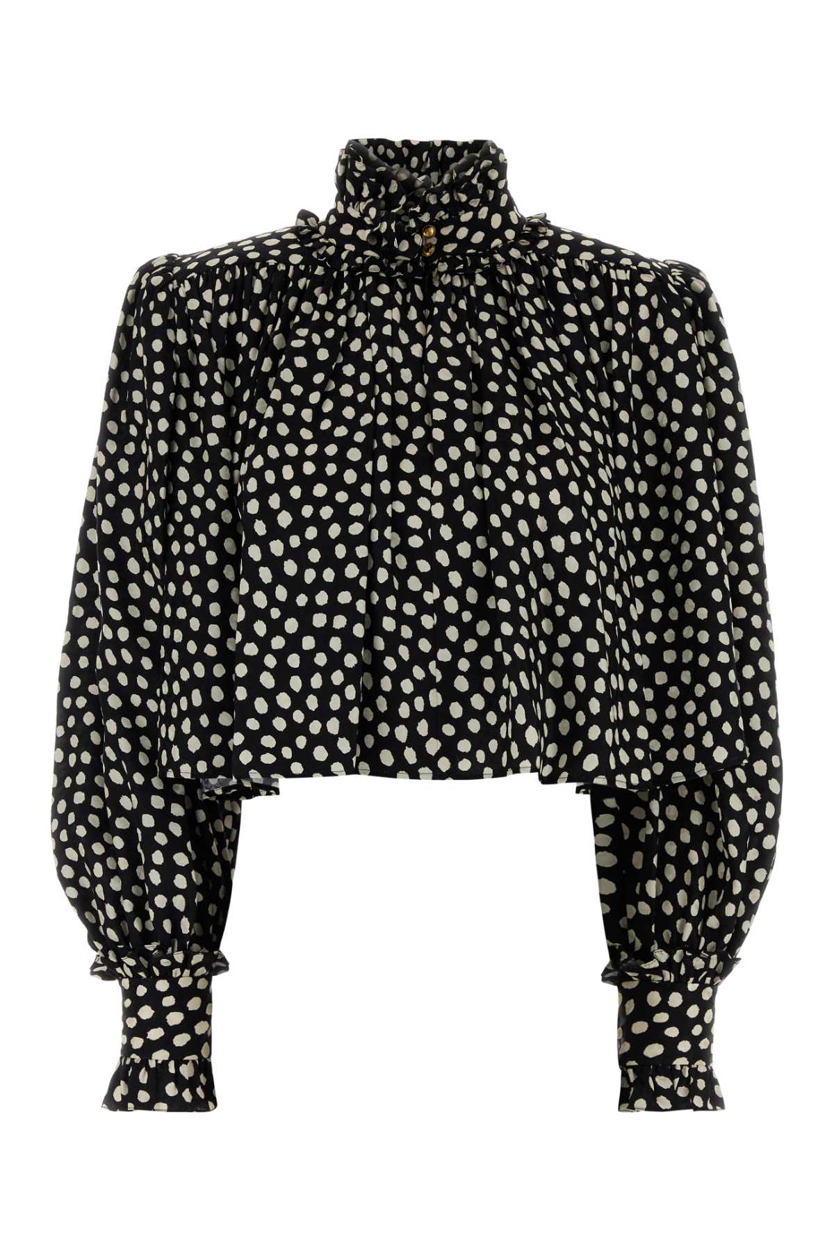 Printed Silk Top Blackbeige1 Outer Shell: Maglie