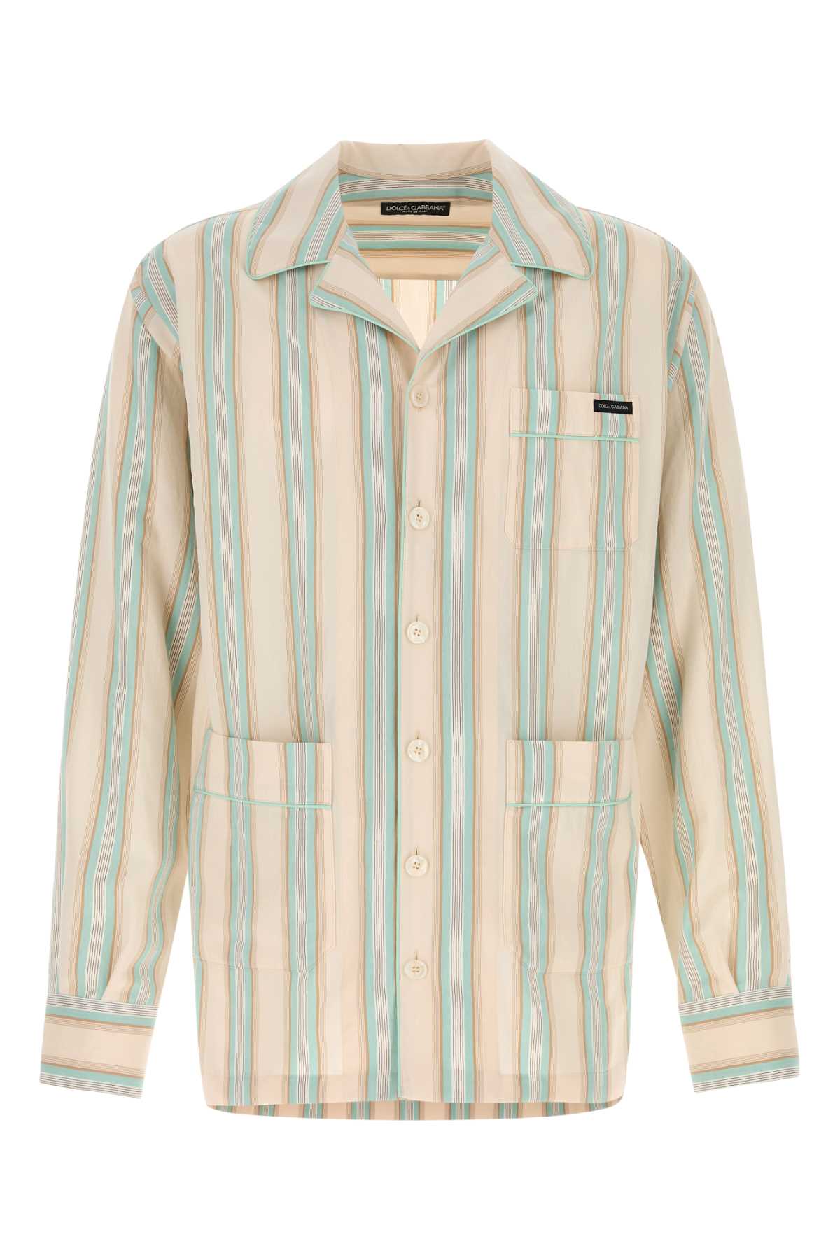 Dolce & Gabbana Striped Viscose-Blend Shirt — Beige